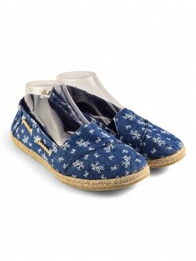 Nautica Women's Rudder Blue Floral Denim Espadrille Slip On Shoes 8.5